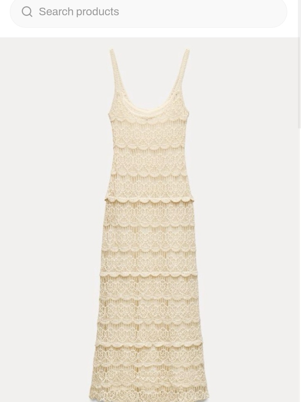 Zara Lace Crochet ( Lined )  Slip Dress in Cream NWT